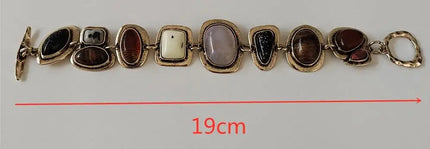 2025 New Indian Ethnic Vintage Bracelet Women Fashion Boho Statement Charm Metal Hollow Links Resin Stone Bracelets Jewelry