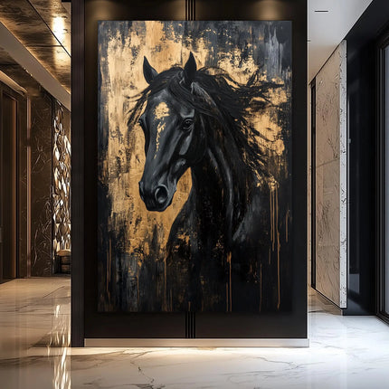 Fox Elephant Eagle Canvas Painting Black Gold Animal Print Poster Luxury Wild Animal Decoration Abstract Modern Gold Home Decor