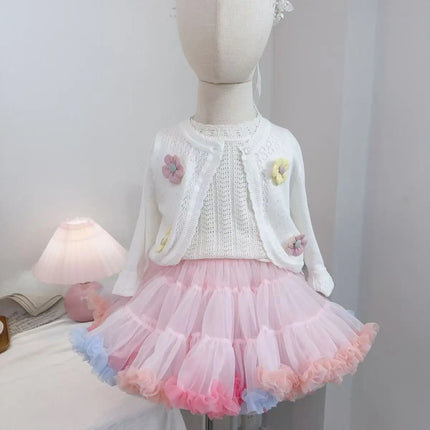 1-11yrs White Children Girls Cardigan Sweater Embroidery 100% Cotton Girls Jaket Coat 2 3 4 6 8 Years Old Kids Clothes RKC185005