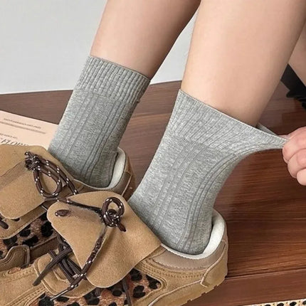 1/6pairs Cashmere Wool Socks Women's Winter Thicken Warm Black White Pack Set Thermal Japanese Fashion Solid Color