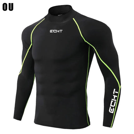 Men's Workout Compression Shirt Turtleneck Long Sleeve Rash Guard Gym Base Layer Athletic Undershirt Gear Sports Shirt