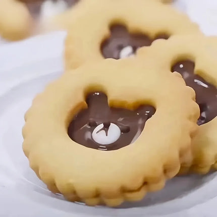 Bear Jam Sandwich Cookie Cutter 3D Pressable Fondant Stamp  Teddy Bear Biscuit Mold for Baking & Cake Decoration Supplies