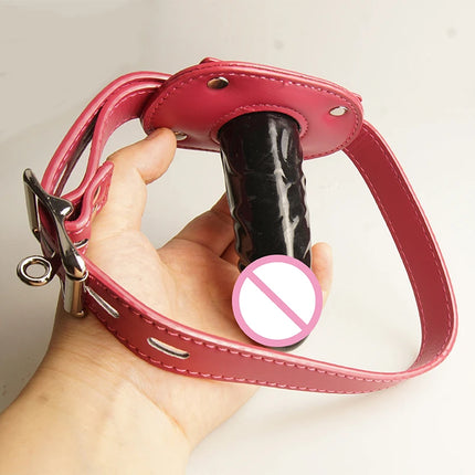 Silicone Dildo Penis Mouth Gag Insertable,Slave Ball Gags Deepthroat Bondage Restraints,Sex Toys for Couples,Adult Games