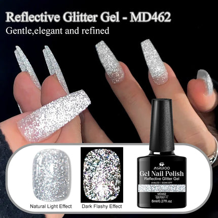 8ml Reflective Glitter Gel Nail Polish Nail Art Shiny Effect Semi Permanent UV  LED Gel Varnish Manicure DIY Nail Supplies