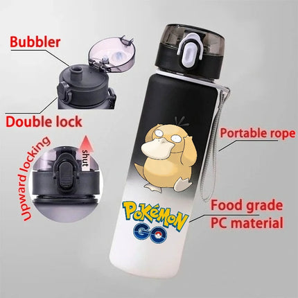 550ML Pokemon Sports Water Bottle Pikachu Mewtwo Gengar Eevee Portable Cartoon Drinking Cup Outdoor Hiking Gym Fitness Jugs