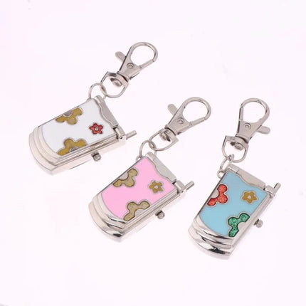1 Piece Fashion Retro Cute Backpack Pendant Flip Phone Keychain Watch Hanging Watch Creative Gift
