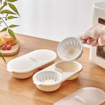 New Creative Egg Poacher Food Grade Pans Double Cup Egg Boiler Steam Microwave Oven Set Kitchen Cooking Tools kitchen tools