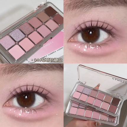 12-Color Low Saturation Eyeshadow Palette All Matte Tea Apricot Eye Makeup Palette Daily Earth Makeup Long Lasting Eye Shadows