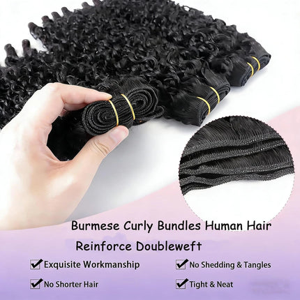 Burmese Curly Bundles Human Hair Spiral Curly End Quick Weave Hair Extensions Water Wave Hair Bundles For Woman Natural Black