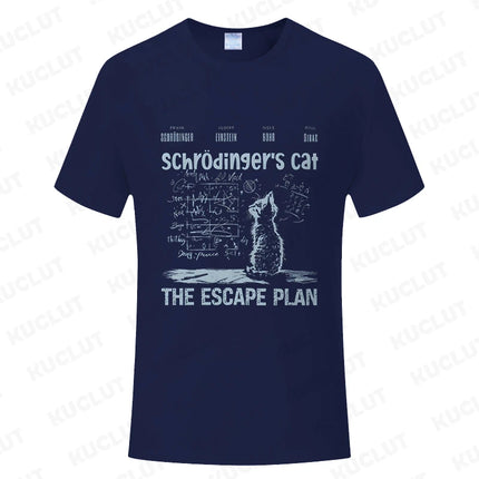 T Shirt for Men Clothing Fashion  Cat The Escape Plan Geeky Printed T Shirts Harajuku Short Sleeve Tee Casual Men's Clothing