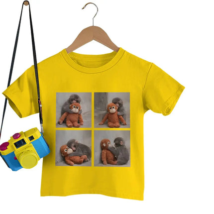 Harajuku Punch Monkey Streetwear Hipster Animal Lover Gifts T-shirts Women Men Round Neck Family Matching Clothing Kids Tshirts