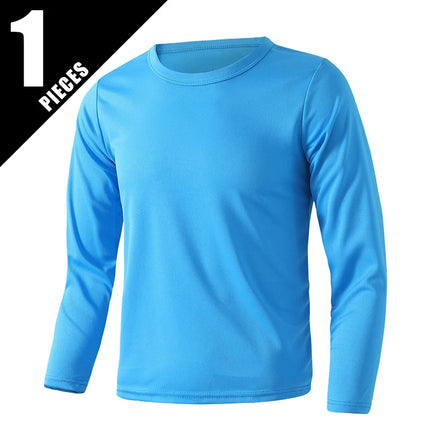 1/5 Set Of 2026 Spring/Summer New Item Youth Solid Color Sports Quick Drying Long Sleeved Casual T-shirt For 13-16 Year Old Boys