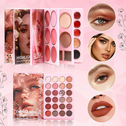 Makeup Book Palette 6 Colors Concealer 24 Colors Eyeshadow Palette Shimmer Matte Highly Pigmented Blendable Lasting Eyeshadow