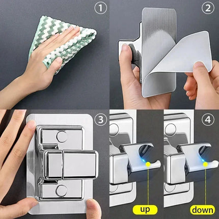 Universal Shower Head Holder Adjustable Wall Mounted Shower Holder Self-Adhesive Showerhead Handheld Bracket Bathroom Accessory