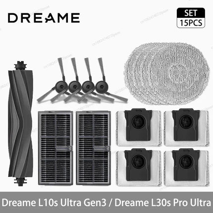 Dreame L10s Ultra Gen3 / L30s Pro Ultra Robot Vacuum Cleaner Accessories Main Side Brush Mop Cloth Hepa Filter Dust Bag Spare
