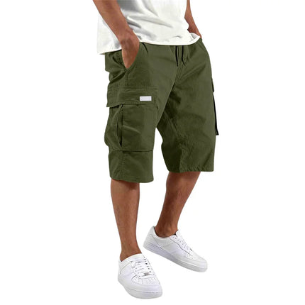2026 NEW men loose straight pants Casual multi-pocket Shorts Summer Five-Inch Men's drawstring Sports cargo short