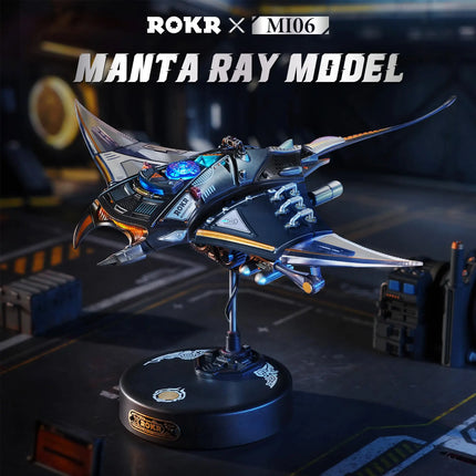 Rokr Manta Ray Mechanical 3D Puzzle Kit Cyberpunk Style Model Challenging DIY Project Unique Desktop Decor Gift for Adults