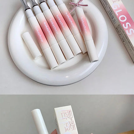 Kakashow Mirror Watery Lip Gloss Iron Brush Head Jelly Lipgloss Moisturizing Lip Tint Lipstick Nature Nude Lips Makeup Cosmetics