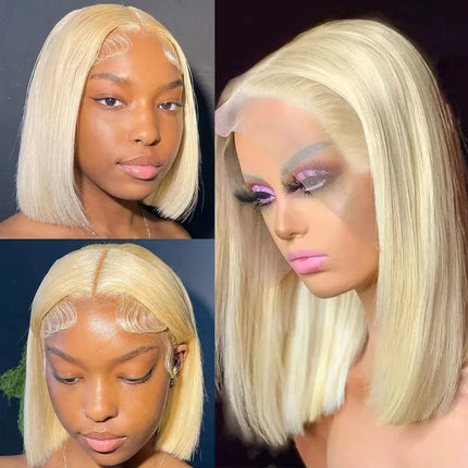 14inch Mint Green Short Bob Straight Hair Wig 13x4 HD Lace Frontal Synthetic  Preplucked  for Women drag queen