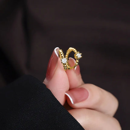 4PCS Fashion Zircon Round Hoop Earring Set Women Temperament Flower Ear Stud Huggie Earring Tragus Piercing Cartilage Jewelry