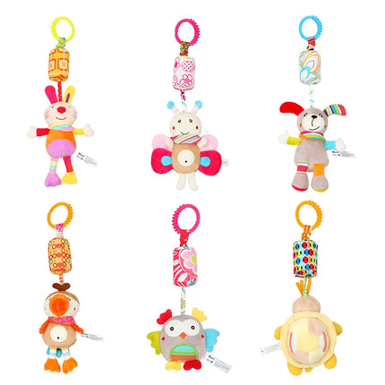 Baby Sensory Hanging Rattles Soft Learning Toy Plush Animals Stroller Infant Car Bed Crib with Teether for Babies Toddlers