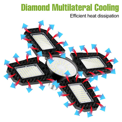 200W LED Garage Light Bulb E27/E26 Lamp 100W 150W Deformable Folding For Home Warehouse Workshop Basement AC85V-265V 3000K/6000K