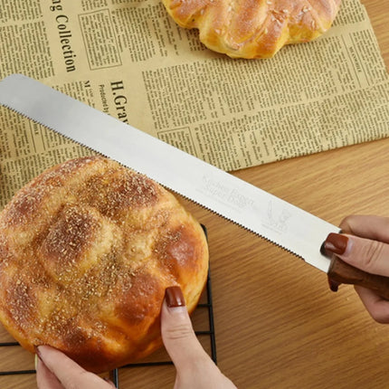 10/14 Inch Stainless Steel Serrated Bread Knife, Fine-Tooth Long Cake Cutter for Baguette Loaf Slicing Kitchen Baking Tools