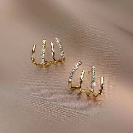 2026 New Shiny Four Claws Stud Earrings for Women Korean Rhinestone Zircon Earring Girls Birthday Party Wedding Fashion Jewelry