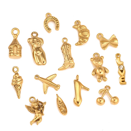 3Pcs Airplane/Body/Cowboy Boot/Ox Horn Charms Stainless Steel Waterproof Pendants DIY Earrings Necklace Jewelry Making Findings