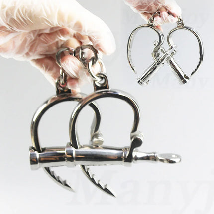 Stainless Steel Horseshoe Shape Wrist Lockable Handcuffs Metal BDSM Restraints Slave Manacle Chain Bondage Sex Toys Women Men