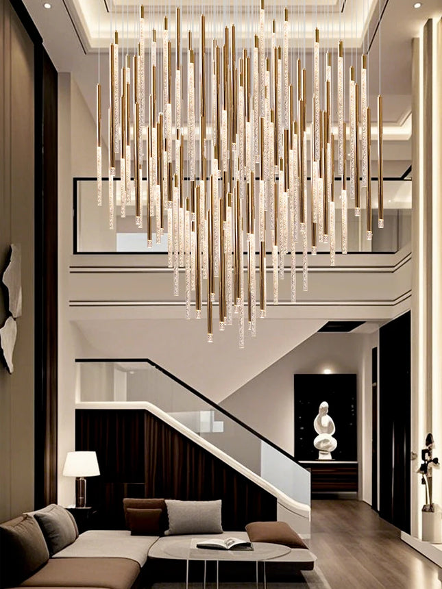 Hotel Lobby LED Chandelier Luxury Villa Hall Living Room Crystal Chandeliers Customizable High Ceilings Chandelier
