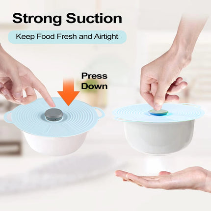 Leeseph Silicone Lids for Bowl, Reusable Sealed Suction Lids Fits Cups, Bowls, Plates, Pots, Pans, Food Storage Kitchen Gadgets