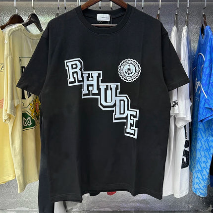 26SS New American Style Rhude T-Shirt High Street Hip Hop Fashion Men's Women's Trendy Short Sleeve Stock