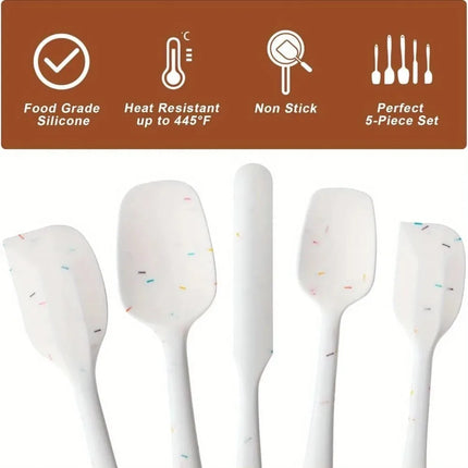 6PCS Silicone Spatula Set Food Grade Heat Resistant Non Stick for Baking Cooking Mixing Scraping Non Scratch Kitchen Utensils
