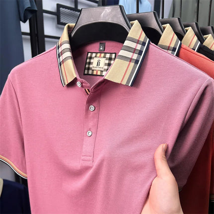 Luxury Brand Man Short-Sleeved Polo Shirt Lapel Button Spring Hot Polo Shirt Business Casual Clean Wrinkle-Resistant Men's Wear