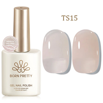 BORN PRETTY 15ml Jelly Gel Polish Milky White Nude Glitter Soak Off LED UV Gel Semi Permanent Nail Art Manicure Gel Varnish