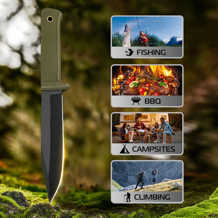 High-hardness outdoor straight-blade knife, full-body integrated high-end survival tool for camping, easy to carry, fruit knife