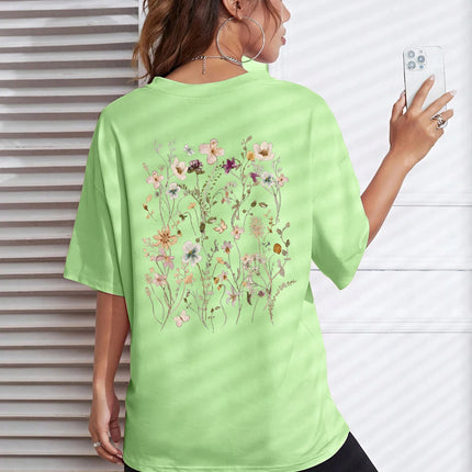 Beautiful flower clusters Print Cotton Women T-Shirts Casual Breathable Soft Short Sleeve Tops Loose Comfortable Street Clothes