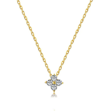 New Stainless Steel Zircon Necklaces for Women 18K Gold Plated Four Leaf Grass Collar Chain Necklace Luxury Jewelry Gift