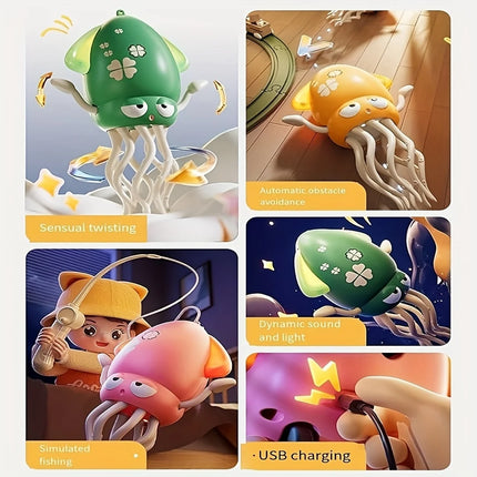 This Electric Dancing Octopus Toy Features a 2-in-1 Upright Dancing and Crawling Mode, LED Lights, Catchy Music, and Intelligent Obstacle Avoidance. Suitable for Infants and Toddlers, It's a Perfect Gift for Birthdays, Childr