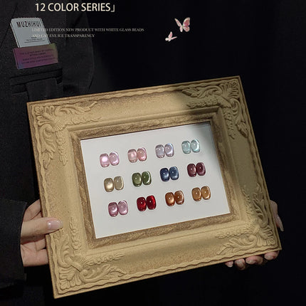 12g Reflective Magnetic Cat Eye Gel Polsih 12 Colors Set Soak Off Varnish Semi Permanent Holographic Cat Eye Gel Nail Art