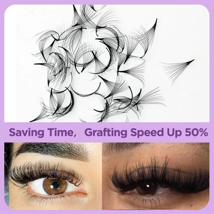 Tbestt Sharp Thin Pointy Base Premade Fans Lashes 5D 6D 8D 10D 12D Middle Stem Russian Volume Fans Eyelash Extensions