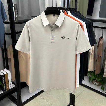 Luxury Man Short-Sleeved Polo Shirt Lapel Button Letter Embroidery Spring Casual Elegance T-Shirt Simple Business Men's Clothing