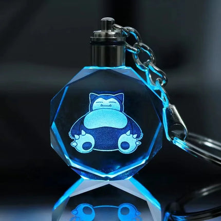 Pokemon Cartoons Anime Figure Pikachu Charizard Mewtwo Eevee Crystal Collection Luminous Keychain Pendant Model  Toy Gift