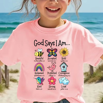Jesus Loves Me Print Kids T-Shirt Colorful Letter Print Casual Boys Girls Short Sleeve Round Neck T-shirt Funny Tops for Children