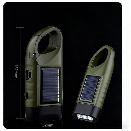 Portable LED Flashlight Tent Light Hand Crank Dynamo Solar Power Torch for Outdoor Camping Hiking Long-range Emergency Lantern