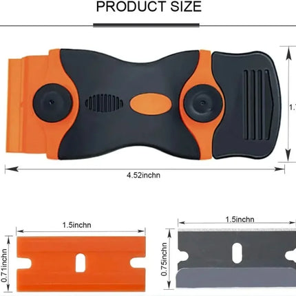 Plastic & Metal Razor Blade Scraper, Window Glass Cleaner, Vinyl Film & Adhesive Remover Tool for Car & Home