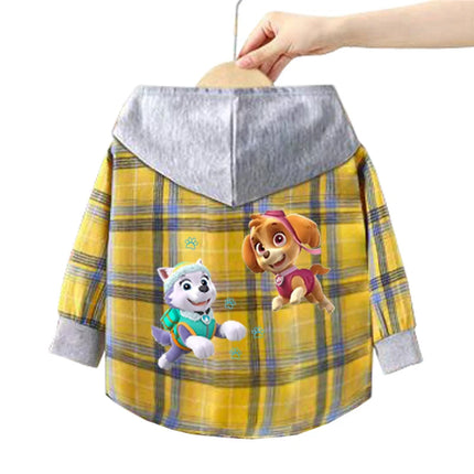 Paw Patrol Children's Hooded Shirts Kids Clothes Baby Boys Plaid Shirts Coat for Spring Autumn Girls Long-Sleeve Jacket Clothing