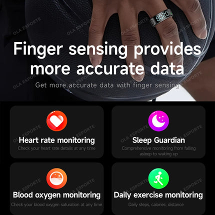 New Smart Ring LED Screen Health Monitor Multi Sports Modes Heart Rate Measurement 5ATM Waterproof Smart Ring With Charging Case