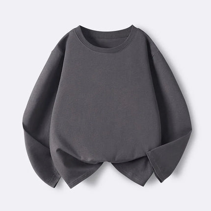 Girls Boys Long Sleeve T-Shirts Casual Kids Pure Cotton O-neck Solid Tee Tops Spring Blouse T Shirt for Teens Girl Clothes 3-14Y